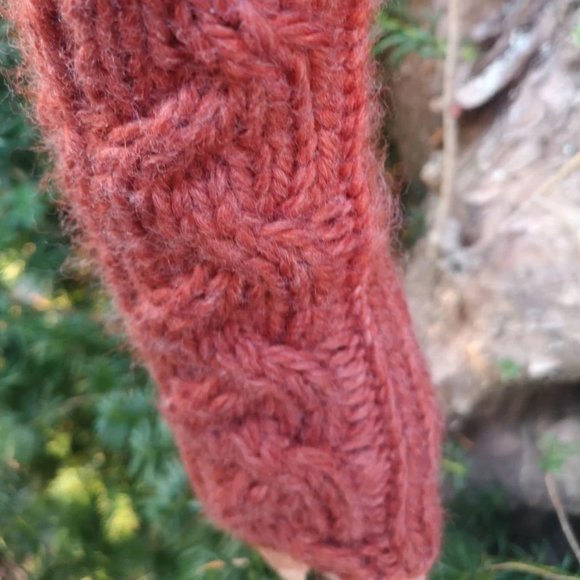 Handmade Sustainable Thick Fingerless Knit Gloves ArmWarmer Gift - Picture 7 of 9